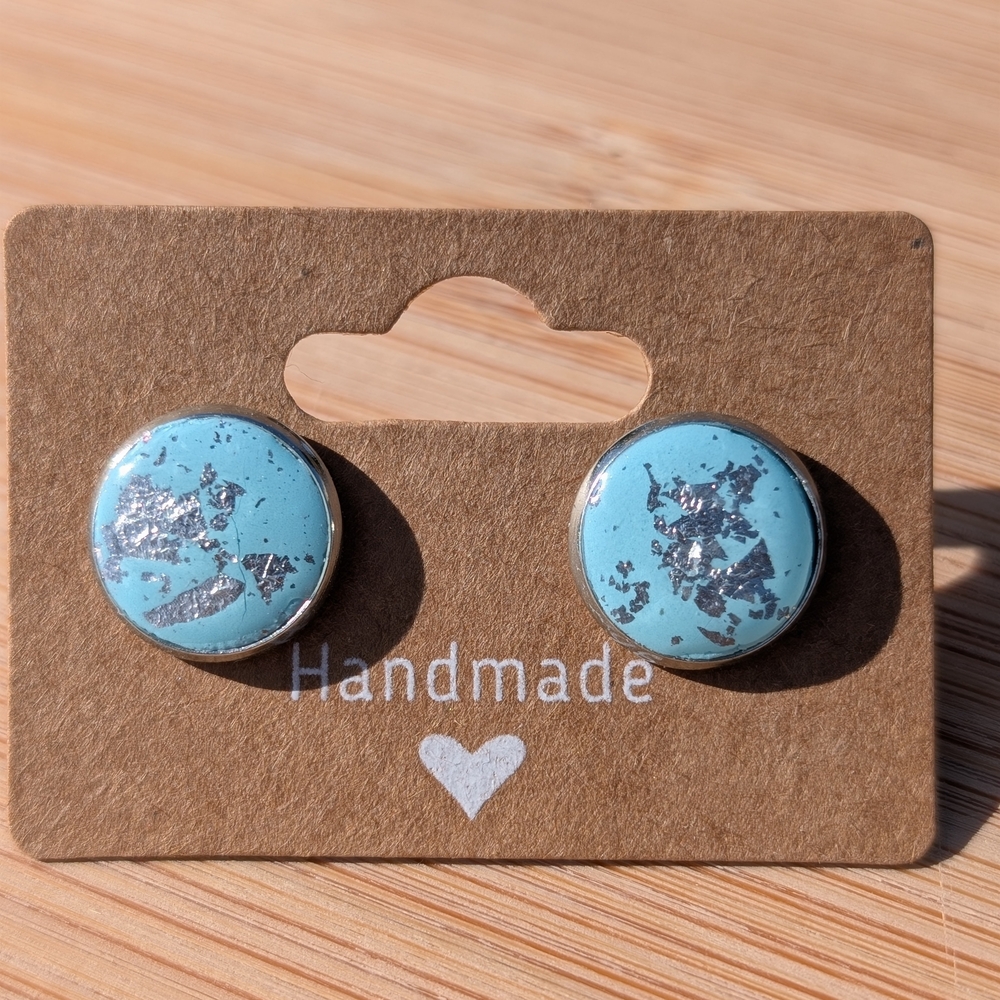 Handmade Light Teal and Silver Earrings